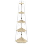 HOMCOM Five-Tier Corner Shelf – White/Wood-Effect HOMCOM Five-Tier Corner Shelf – White/Wood-Effect