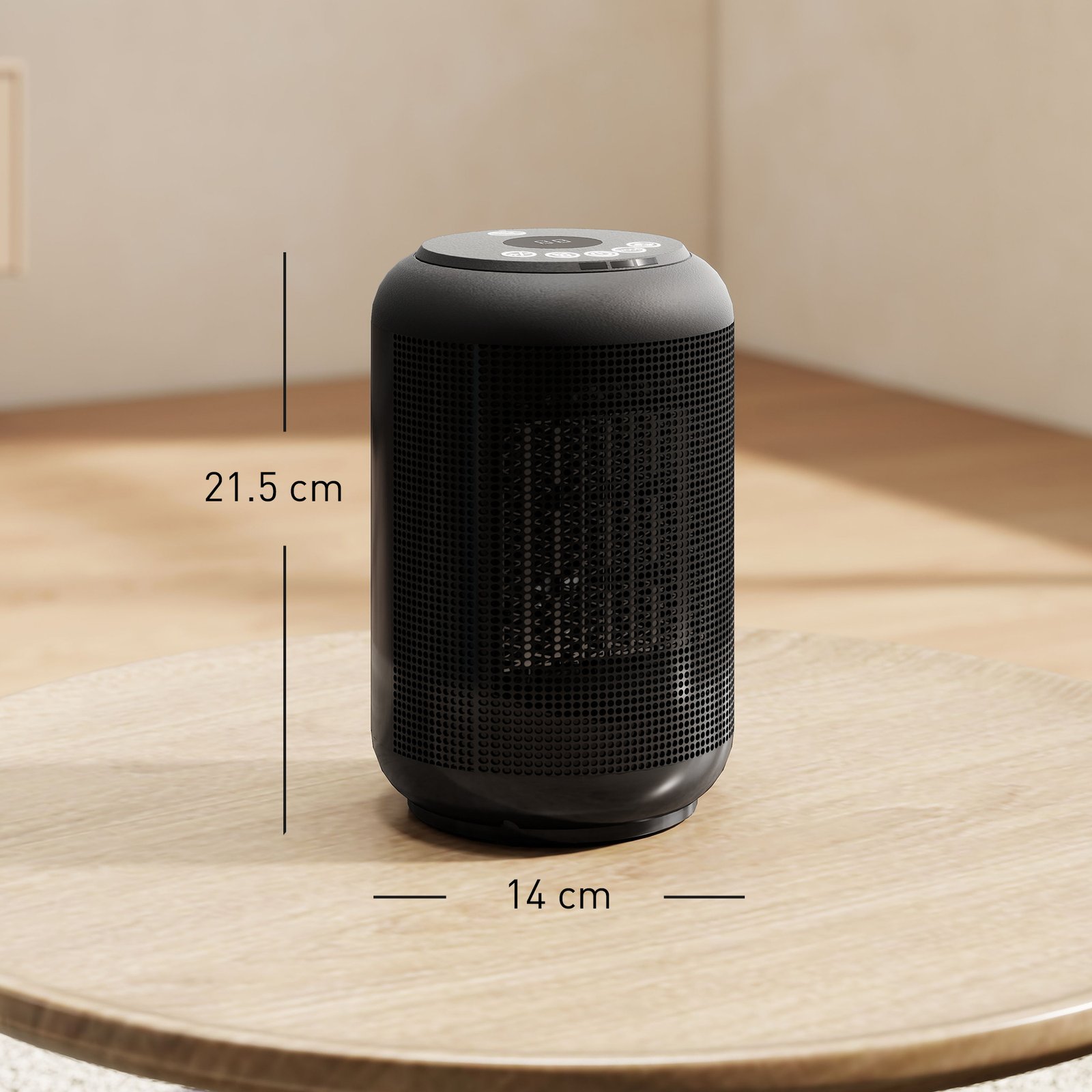 HOMCOM 1500W Ceramic Electric Heater with Fan, Timer, Oscillation - Black - Image 3
