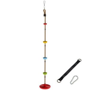 AIYAPLAY Climbing Rope, Kids Tree Swing Kit with Platforms and Disc Swings Seat, Obstacle Course Kids for Garden, Red