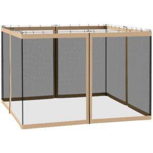 Outsunny 302 x 207cm Universal Replacement Mesh Sidewall Netting for Gazebos and Canopy Tents, (Sidewall Only) Beige