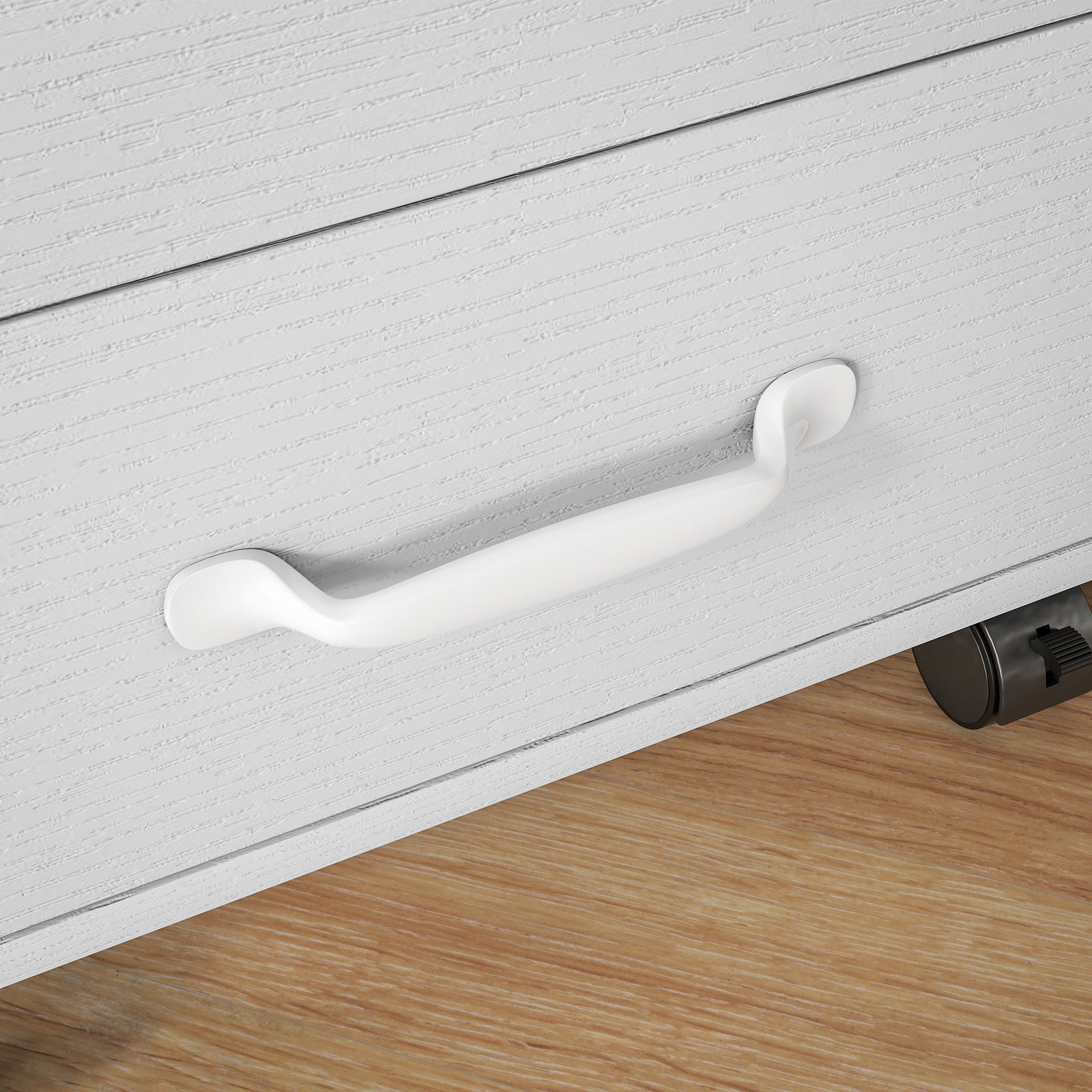 HOMCOM 3 Drawer File Cabinet, Mobile Filing Cabinet on Wheels for Home Office, Study, White - Image 8