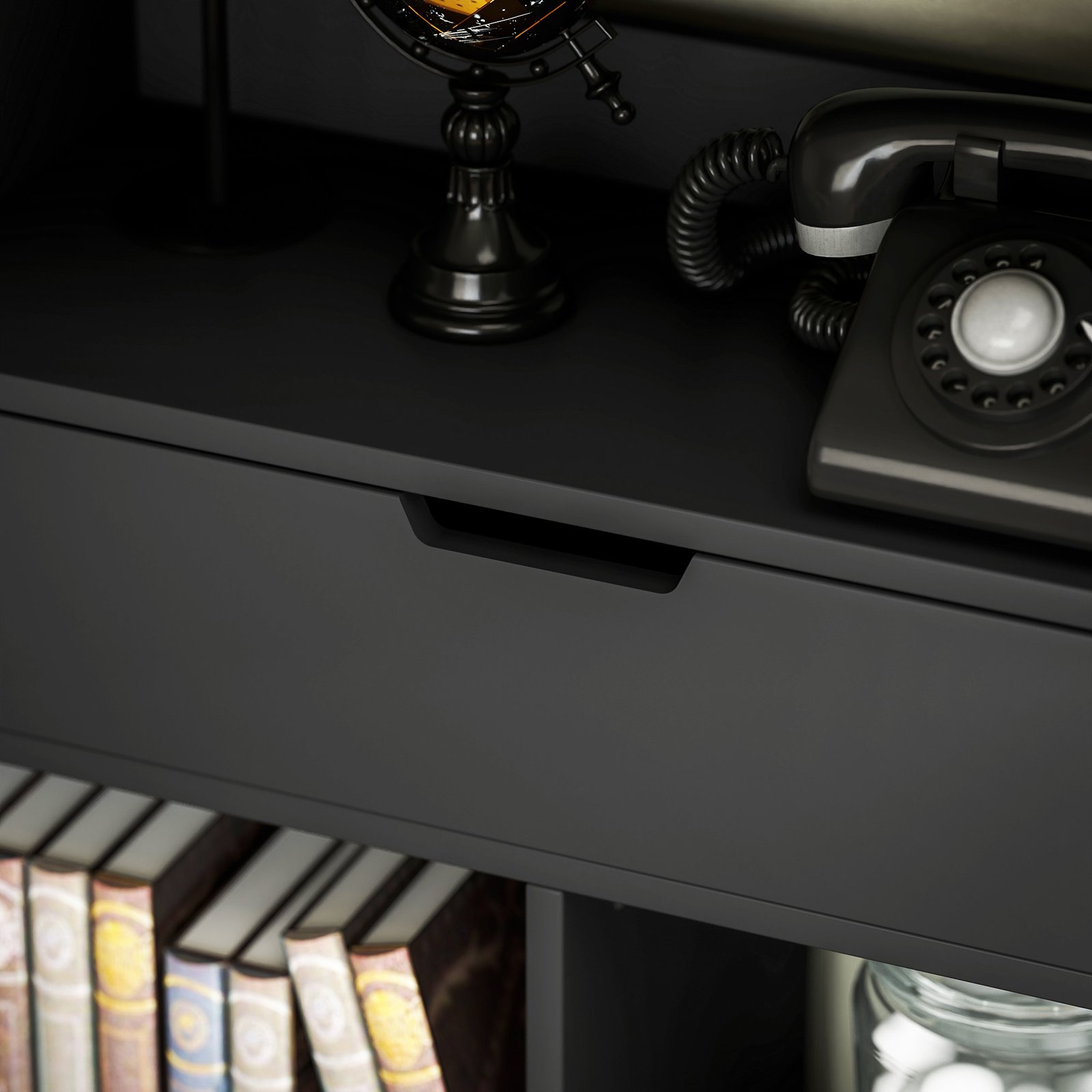 HOMCOM Tall Bookshelf with Drawer, Freestanding Bookcase for Bedroom, Living Room, Home Office, Black - Image 8