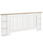 HOMCOM Radiator Cover with Open Storage Shelves, Vertical Slatted Cabinet Shelf Heater Cover for Living Room, Hallway, Extra Large, White