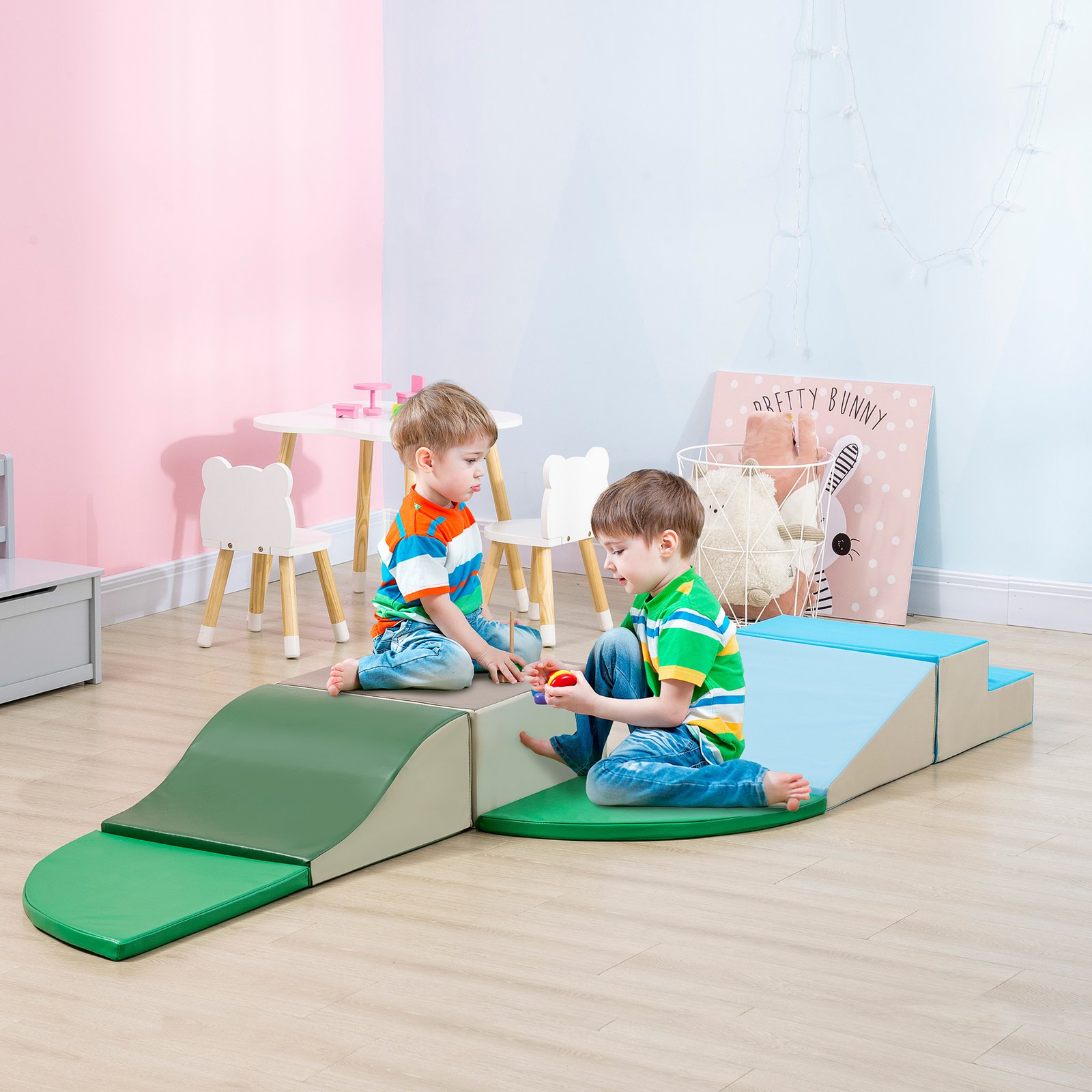 HOMCOM 6 Piece Soft Play Equipment for Kids Climb and Crawl, Multicoloured - Image 2