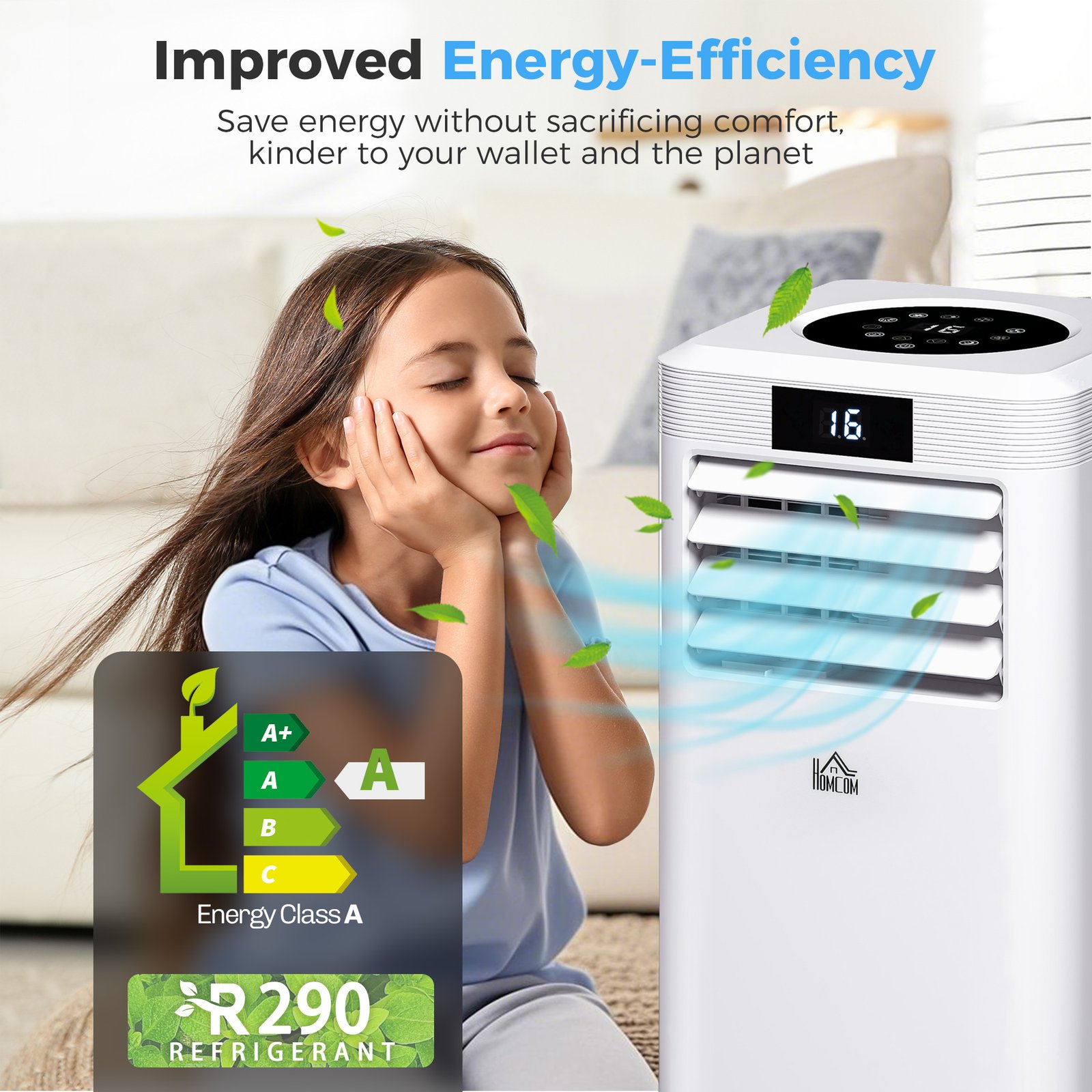 HOMCOM 10000 BTU Air Conditioning Unit, 3-in-1 Portable Air Conditioner, Dehumidifier, Cooling Fan with Remote Control, Digital Display, 2 Speeds, 24H Timer, Window Venting Kit, 22m² - Image 5