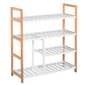 HOMCOM 4 Tier Shoe Racks Storage Stand Shelf Organizer Wood Frame 78 x 68 x 26 cm Hallway Furniture