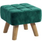 HOMCOM Velvet Square Padded Footstool – Dark Green HOMCOM Velvet Square Padded Footstool – Dark Green