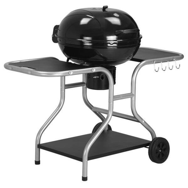 Outsunny Portable Charcoal Kettle Grill Outdoor Barbecue Trolley BBQ Heat Smoker Grilling with 2 Wheels, Storage Shelf and 4 Hooks, Free Standing, Black Outsunny Portable Charcoal Kettle Grill Outdoor Barbecue Trolley BBQ Heat Smoker Grilling with 2 Wheels, Storage Shelf and 4 Hooks, Free Standing, Black