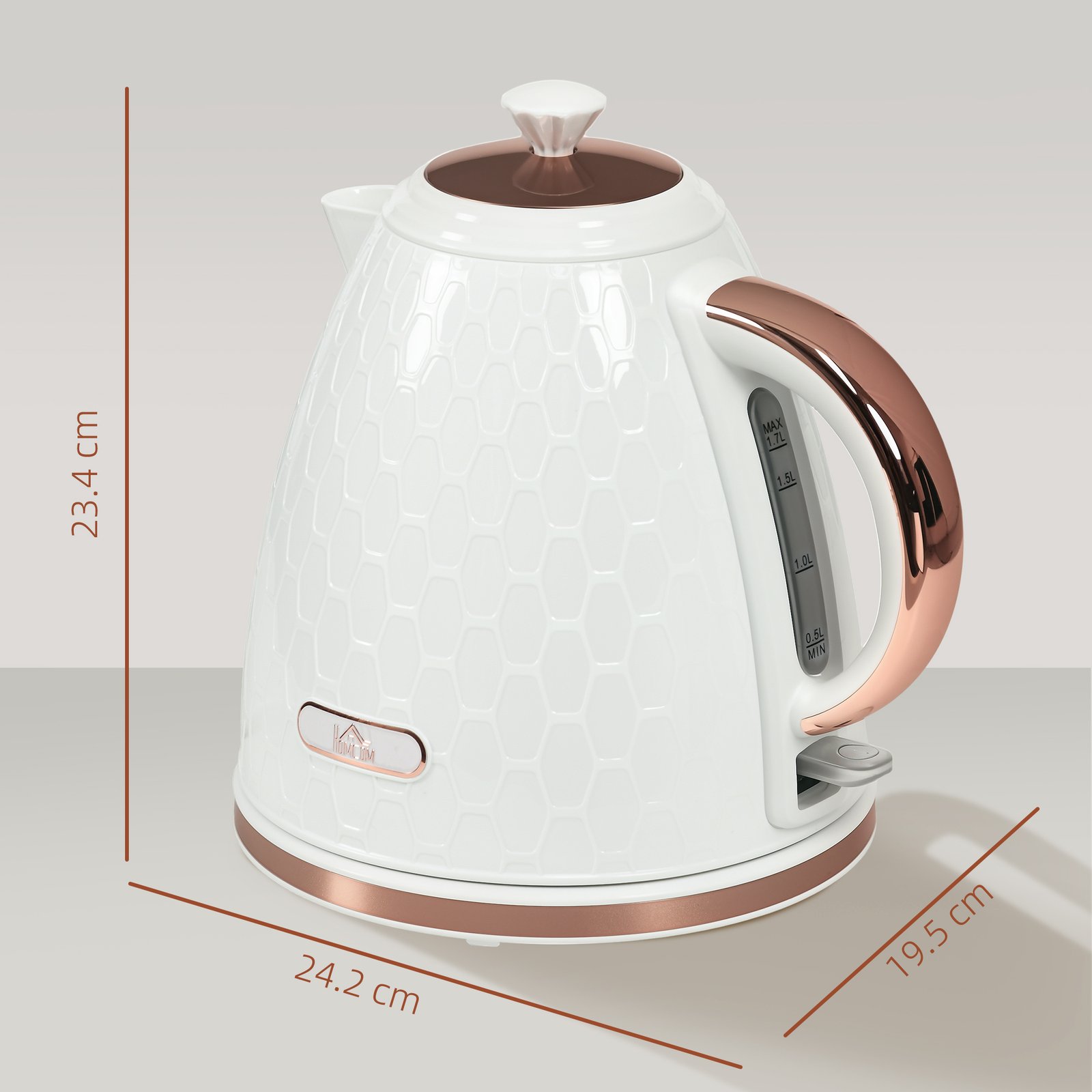 HOMCOM 3kW Rapid Boil Honeycomb Kettle - Cream - Image 3