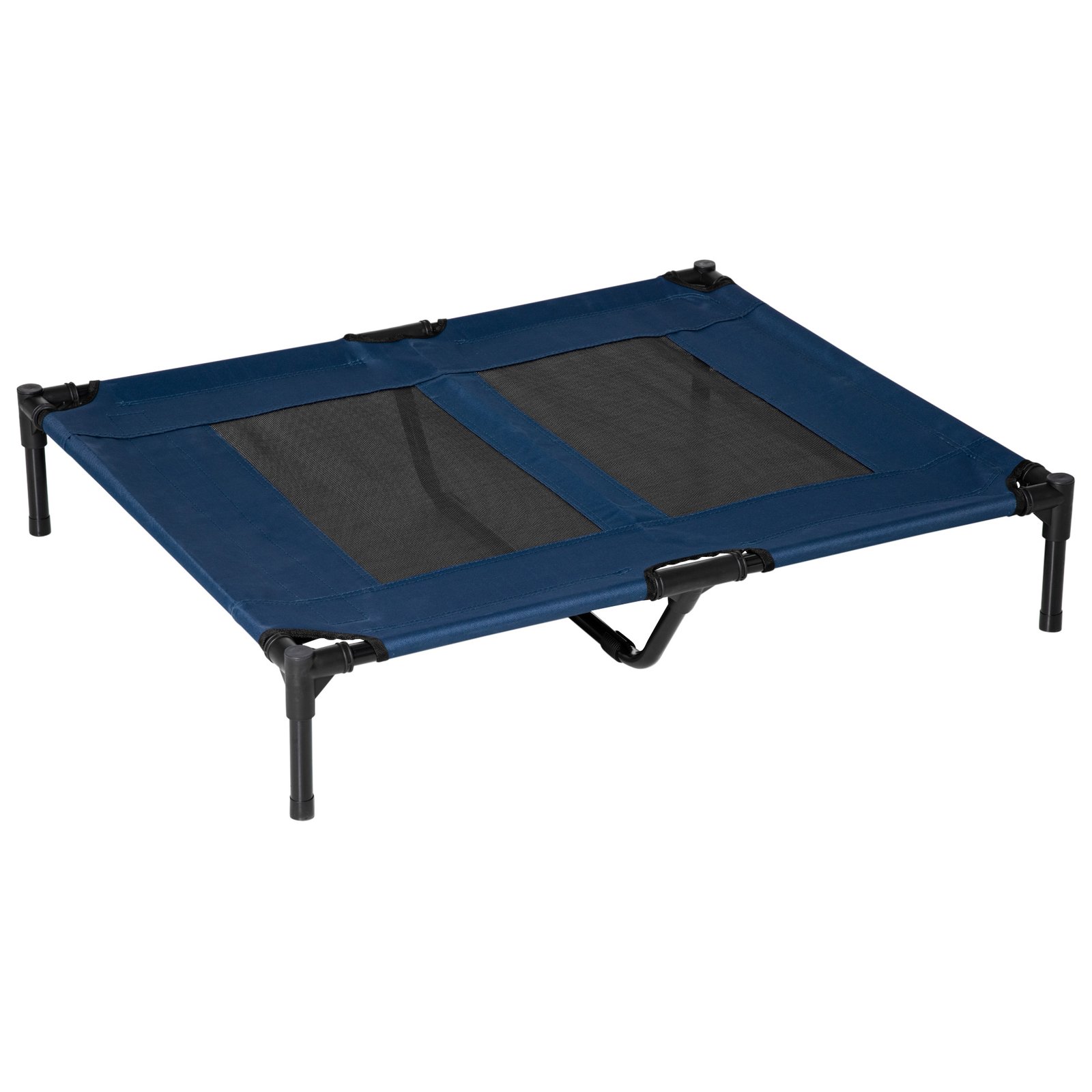 PawHut Raised Dog Bed Cat Elevated Lifted Puppy Pet Elevated Cot Portable Camping Basket Blue (Large)