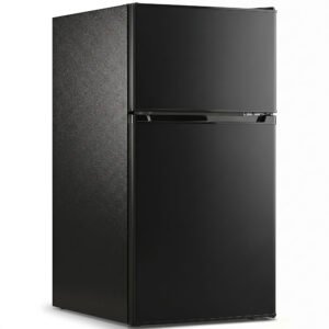 HOMCOM 88L Under Counter Fridge Freezer, Small Refrigerator with 5-Setting, 3 Star Freezer Rating, Black
