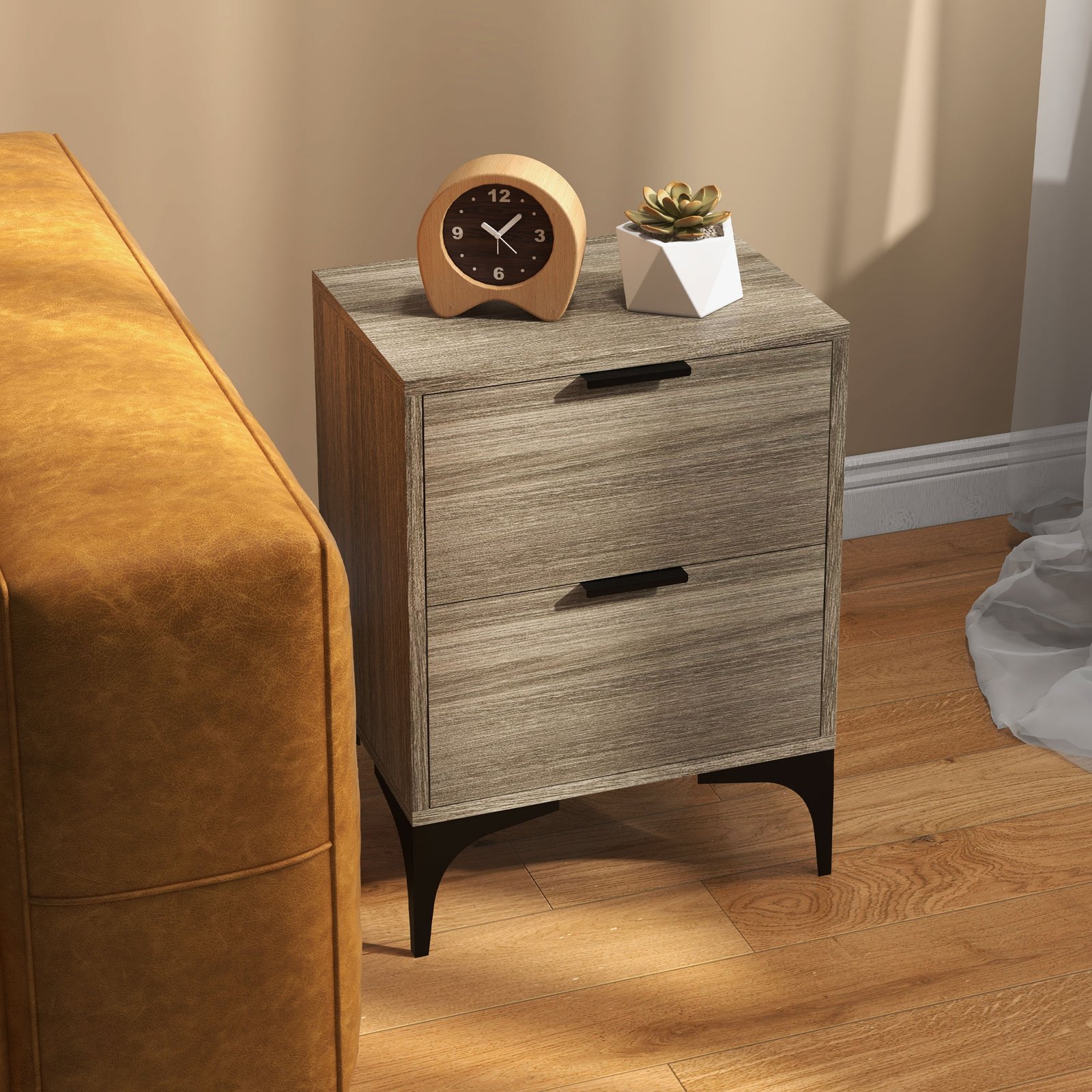 HOMCOM Set of Two Wood Effect Bedside Tables - Image 7