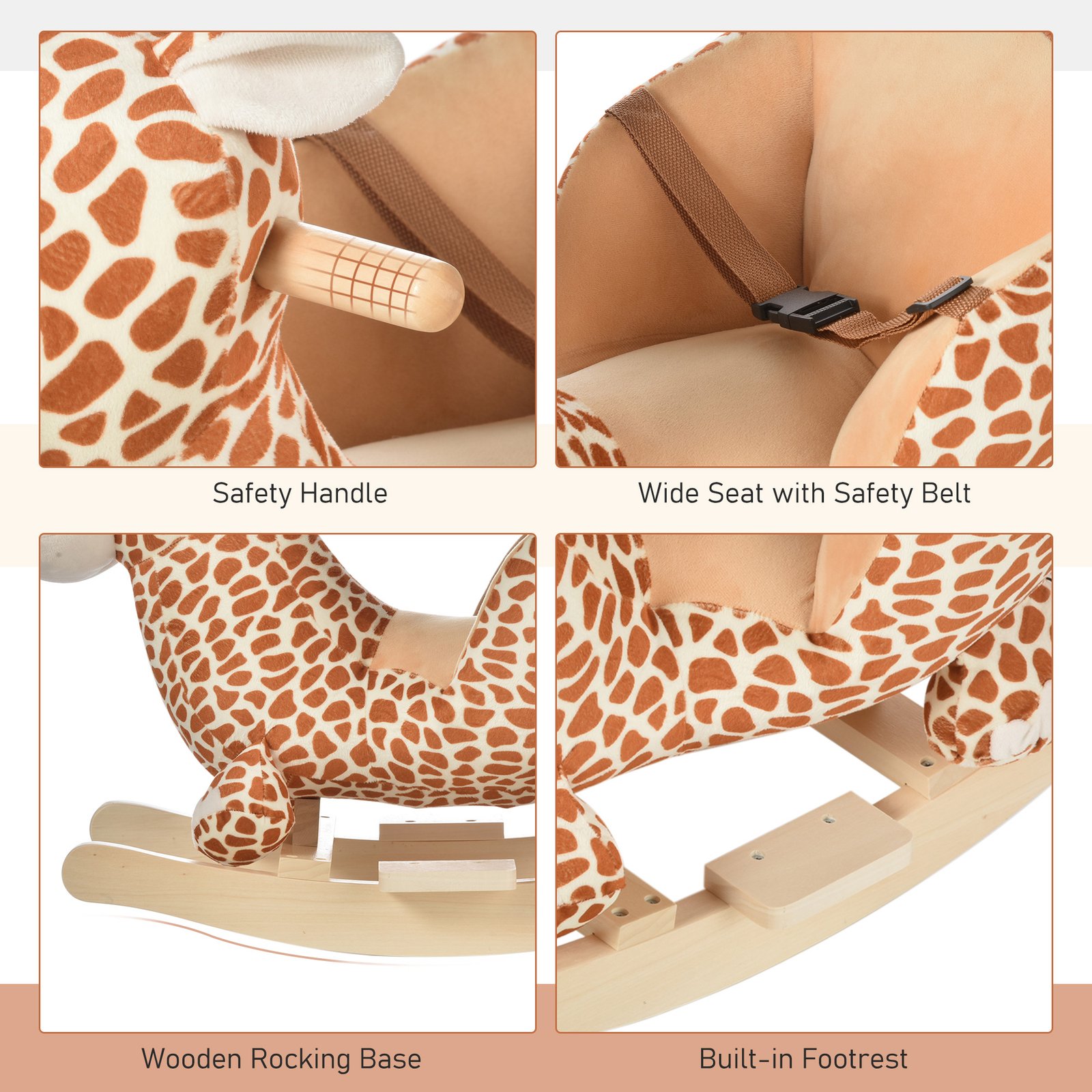 HOMCOM Children Kids Rocking Horse Toys Giraffe Seat Belt Toddlers Baby Toy Gift - Image 6
