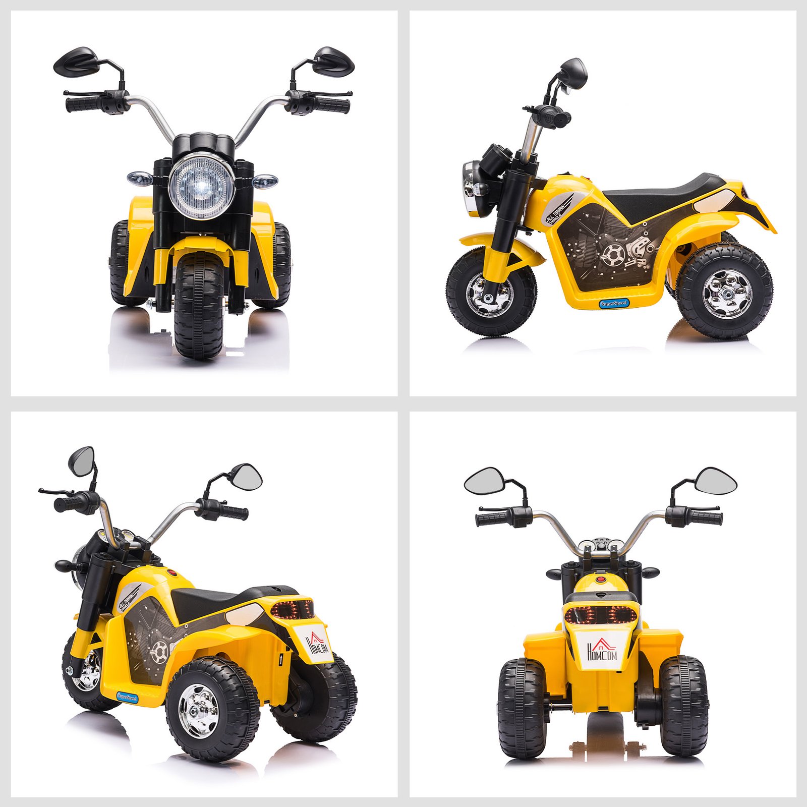 HOMCOM 6V Kids Electric Motorbike 3 Wheels Ride On Toy with Horn Headlights Realistic Sounds for Girl Boy 18 - 36 Months Yellow - Image 8
