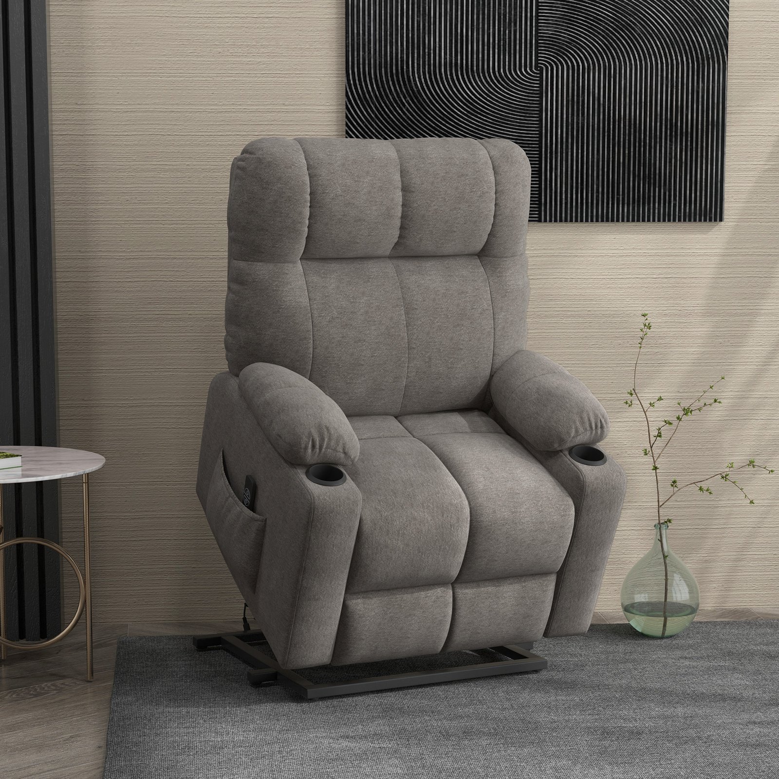HOMCOM Electric Riser and Recliner Chair for Elderly, Power Lift Recliner Chair with Remote Control, Grey - Image 2