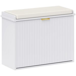 HOMCOM Elegant Six Shoe Bench, with Top Seat - White