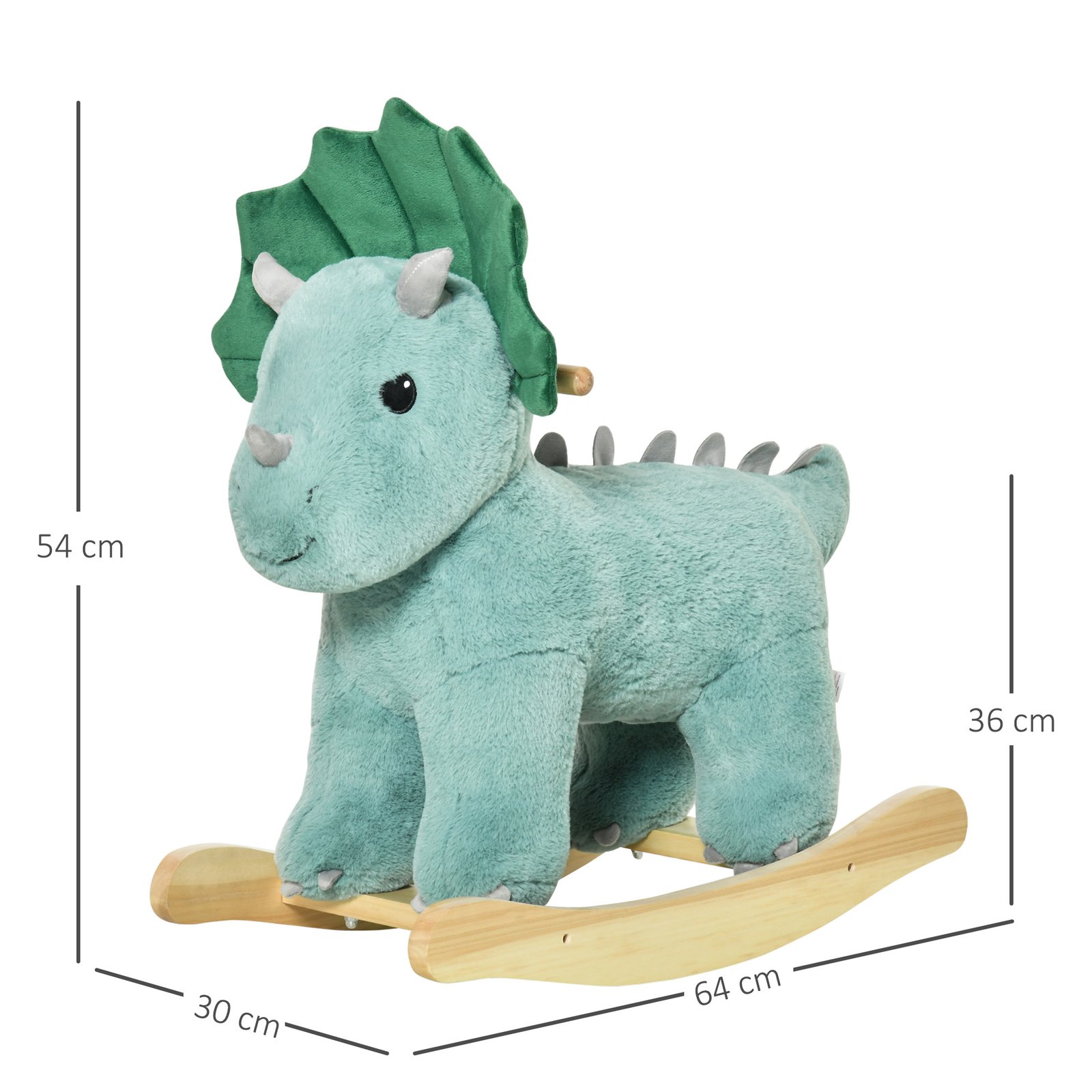 HOMCOM Plush Ride-On Rocking Dinosaur, with Sound - Green - Image 3