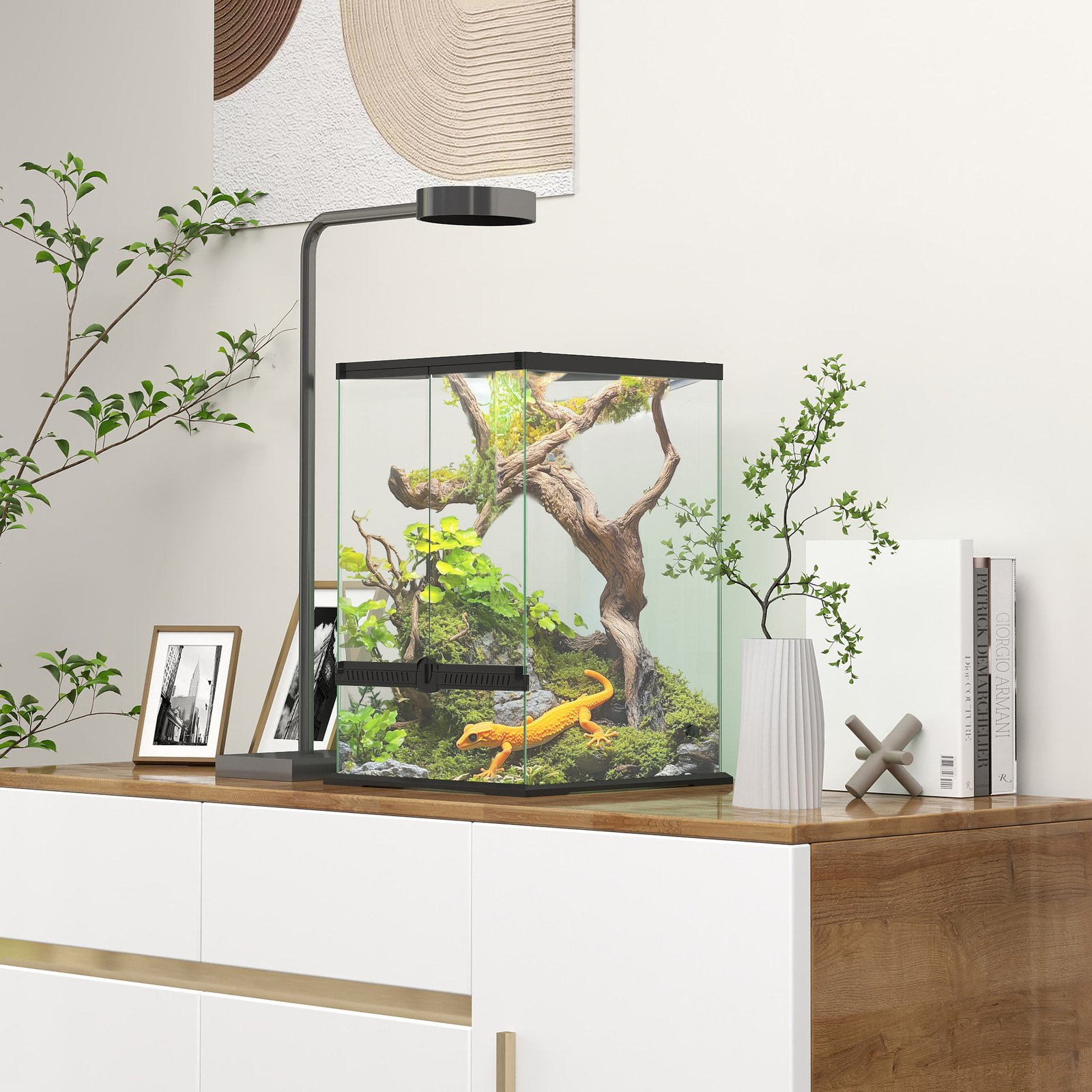 PawHut 40L Vivarium for Lizards, Frogs, Snakes, Turtles, Tortoises w/ Anti-Escape Design, Ventilation - Image 2