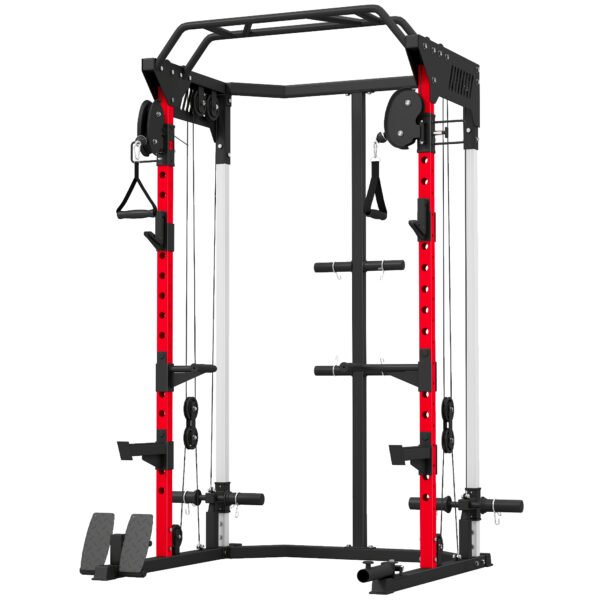 SPORTNOW Power Cage, Power Rack with Adjustable Cable Pulley System, Pull-Up Bar, Dip Station, Landmine SPORTNOW Power Cage, Power Rack with Adjustable Cable Pulley System, Pull-Up Bar, Dip Station, Landmine