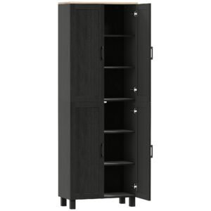 HOMCOM Freestanding Kitchen Cupboard, 4-Door Storage Cabinet with Adjustable Shelves, Modern Kitchen Pantry, 170cm, Black