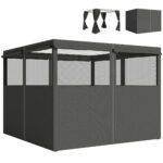 Outsunny 4 Pack Replacement Gazebo Curtains Privacy Panel for Most 3 x 3 m Gazebo, Outdoor Shelter Sidewalls, Dark Grey