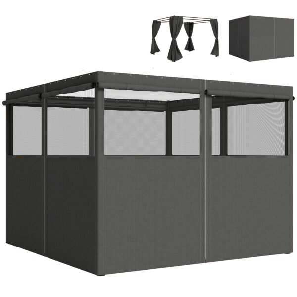 Outsunny 4 Pack Replacement Gazebo Curtains Privacy Panel for Most 3 x 3 m Gazebo, Outdoor Shelter Sidewalls, Dark Grey