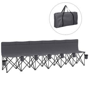 Outsunny 6 Seater Folding Camping Chair with Cup Holder & Carry Bag - Charcoal Grey