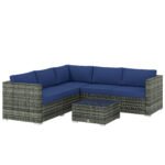 Outsunny Four-Piece Rattan Sofa Set – Blue Outsunny Four-Piece Rattan Sofa Set – Blue