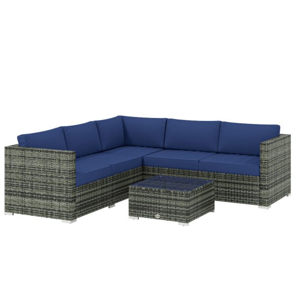 Outsunny Four-Piece Rattan Sofa Set – Blue Outsunny Four-Piece Rattan Sofa Set – Blue