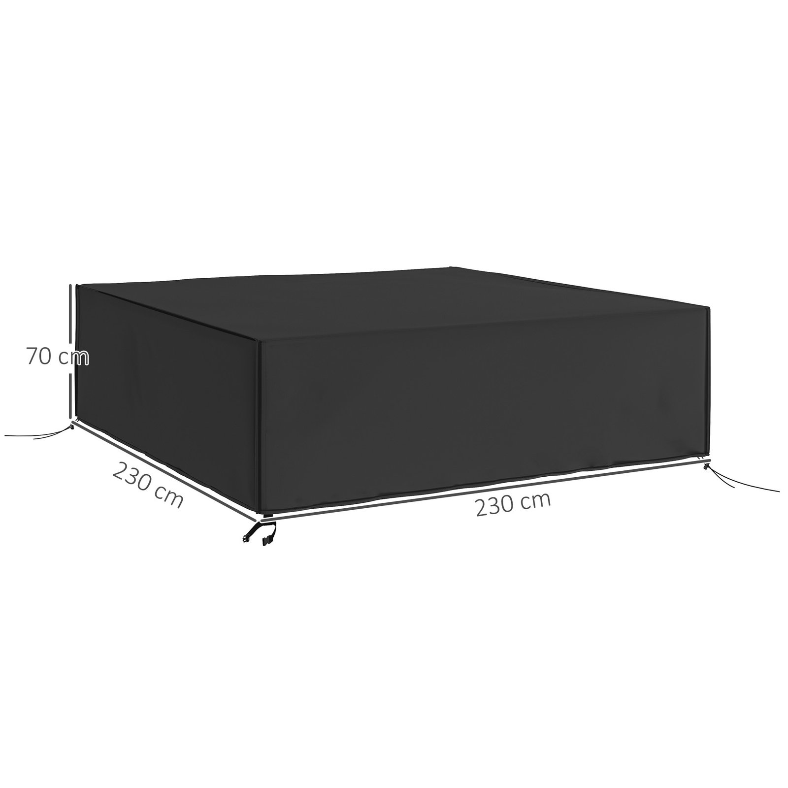 Outsunny Large Patio Garden Furniture Set Cover 600D Oxford Square Waterproof, 230 x 230 x 70 cm, Black - Image 3