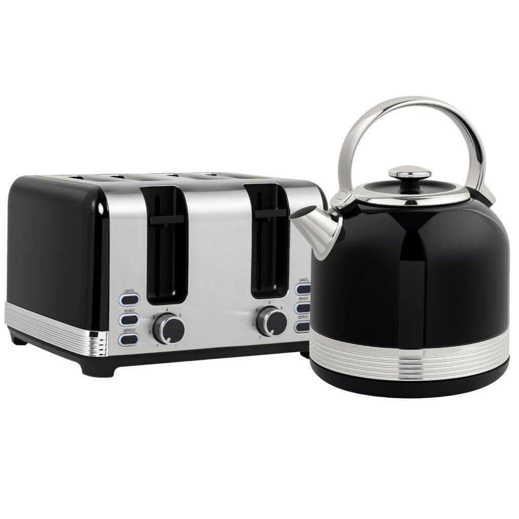 HOMCOM Polished Stainless Steel Kettle and Toaster Set – Black HOMCOM Polished Stainless Steel Kettle and Toaster Set – Black