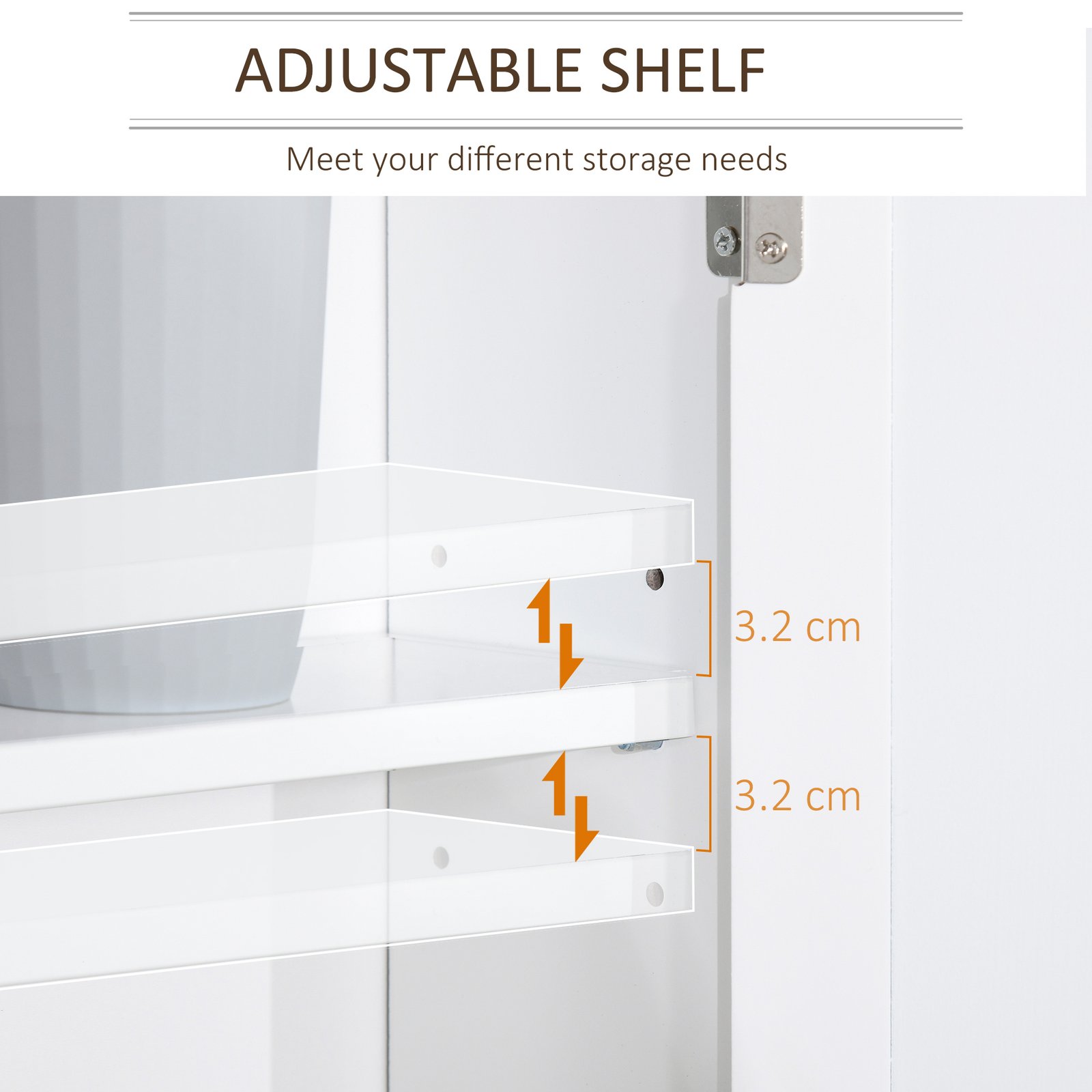 kleankin Bathroom Furniture Set, Mirror Cabinet Wall Mounted with Adjustable Shelf, Bathroom Sink Cabinet with Storage, White and Wood Grain - Image 4
