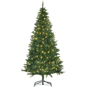 HOMCOM 6FT Christmas Tree Warm White LED Light Holiday Home Decoration, Green HOMCOM 6FT Christmas Tree Warm White LED Light Holiday Home Decoration, Green