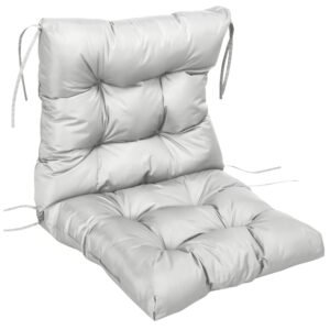 Outsunny Garden Back Chair Cushion, Comfortable Patio Seat Cushion Pad with Backrest for Outdoor & Indoor Use, Light Grey