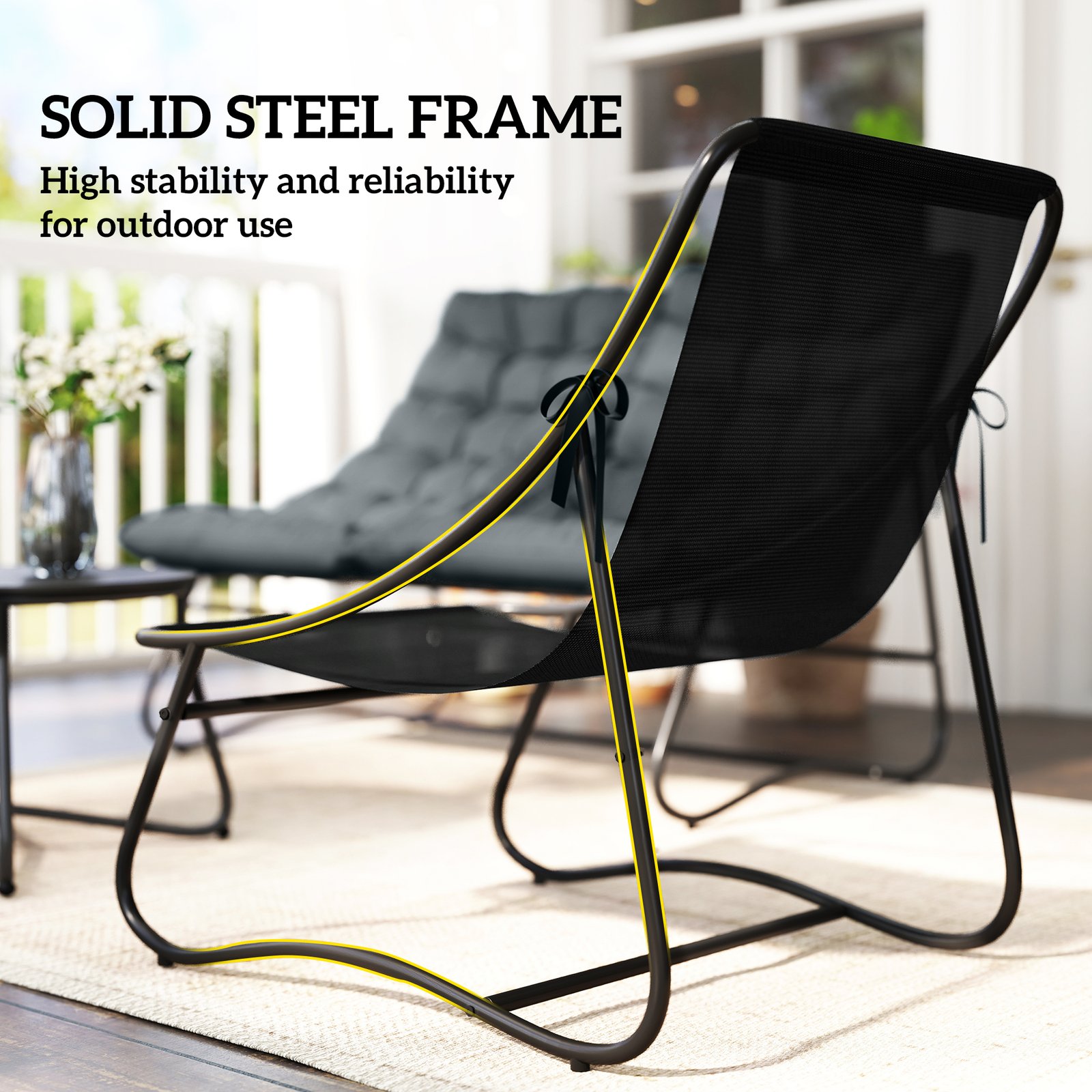 Outsunny Four-Piece Curved Seat Garden Sofa Set - Grey/Black - Image 6