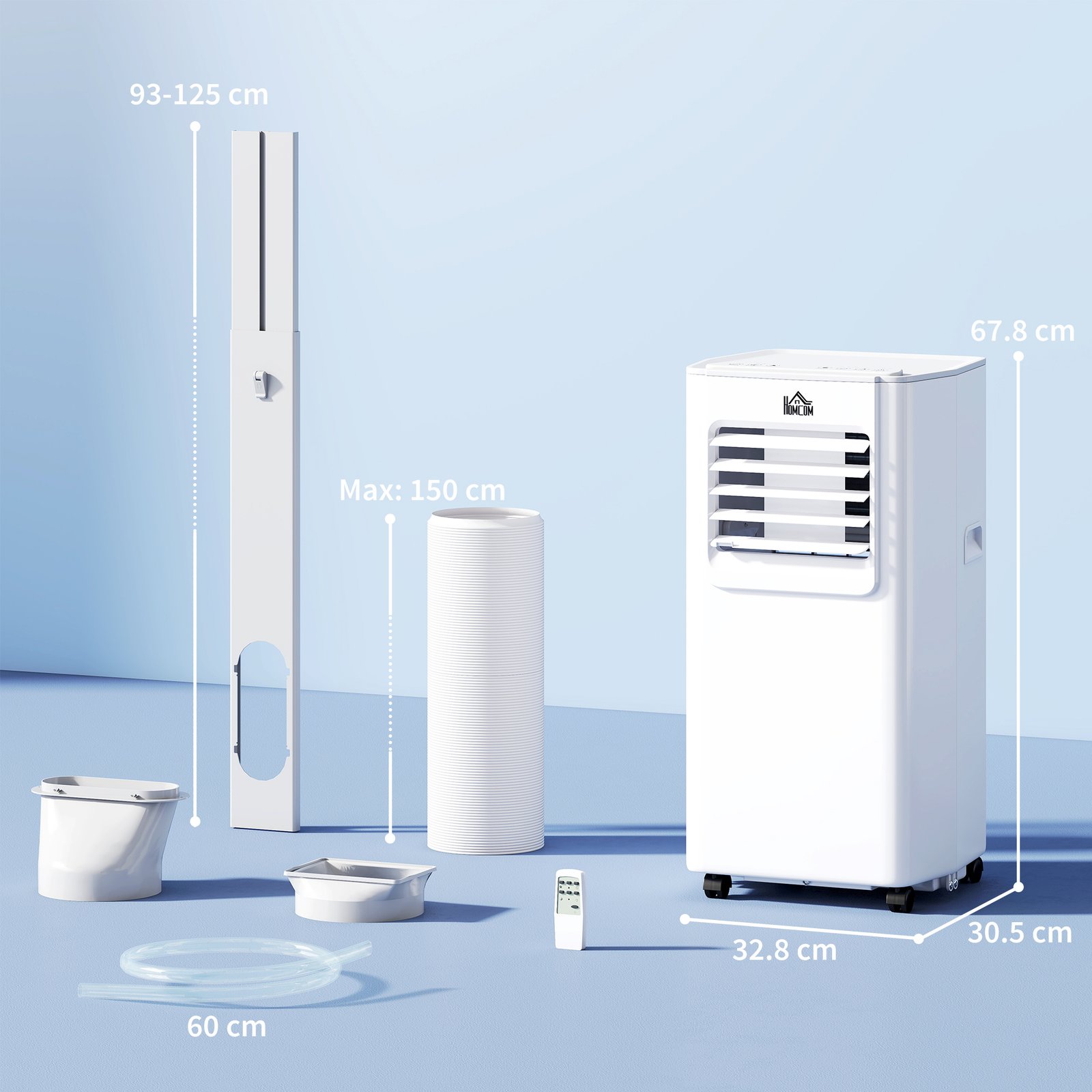 HOMCOM 5000 BTU Portable Air Conditioner, 4-in-1 Air Conditioning Unit, Dehumidifier, Cooling, Fan, Sleep Mode, with Remote Control, 2 Speeds, 24H Timer, Window Venting Kit, 12m² - Image 3