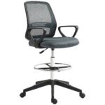 Vinsetto 102.5-126cm Draughtsman Office Chair, with Footrest – Grey