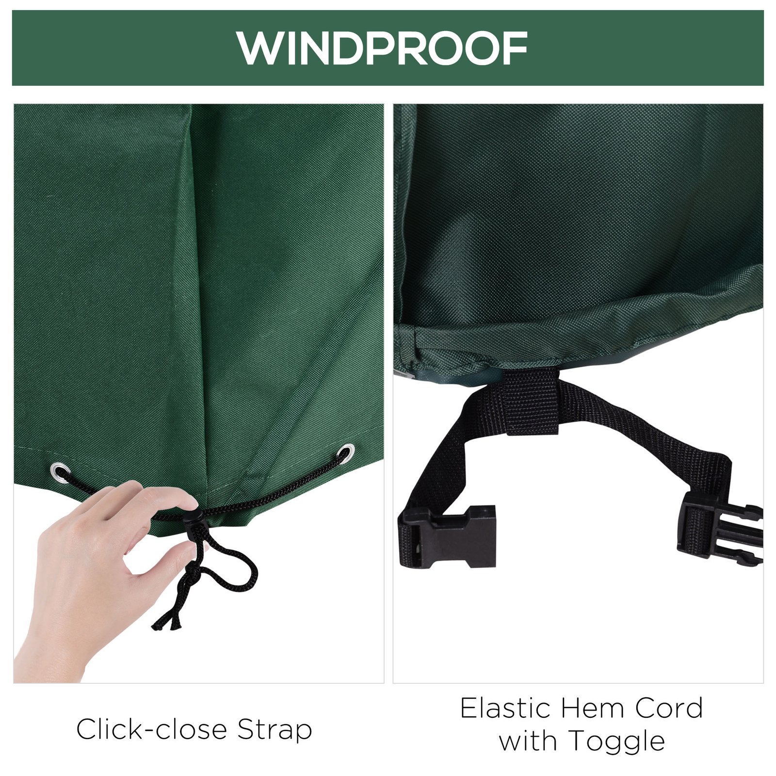 Outsunny Large Patio Garden Furniture Set Cover 600D Oxford Square Waterproof, 230 x 230 x 70 cm, Green - Image 5