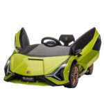 HOMCOM Lamborghini Sian Licensed Electric Car for Kids, 12V Kids Electric Ride on Car with Dual Motors, Remote Control, Green