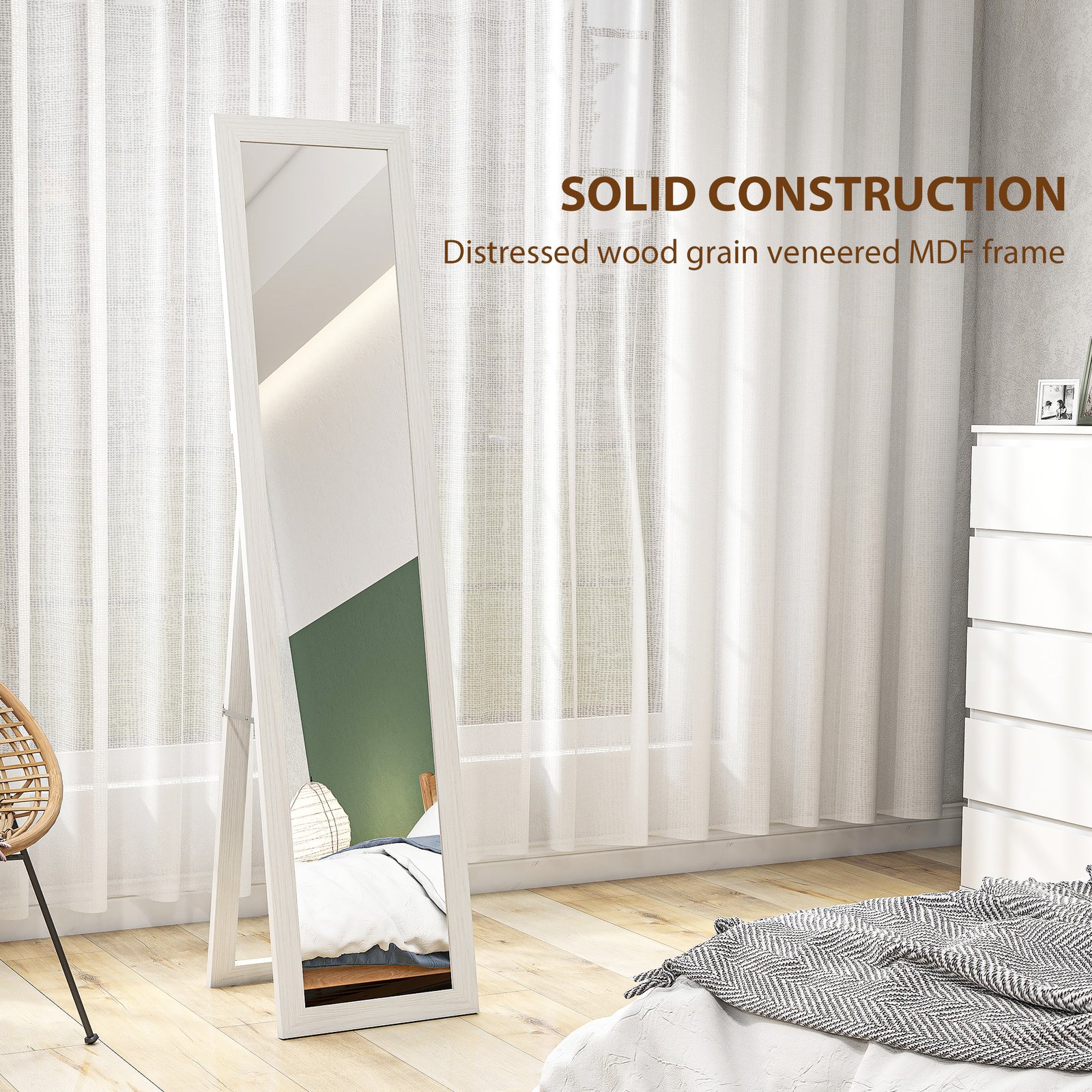 HOMCOM 37 x 157 cm Full Length Mirror - White - Image 8