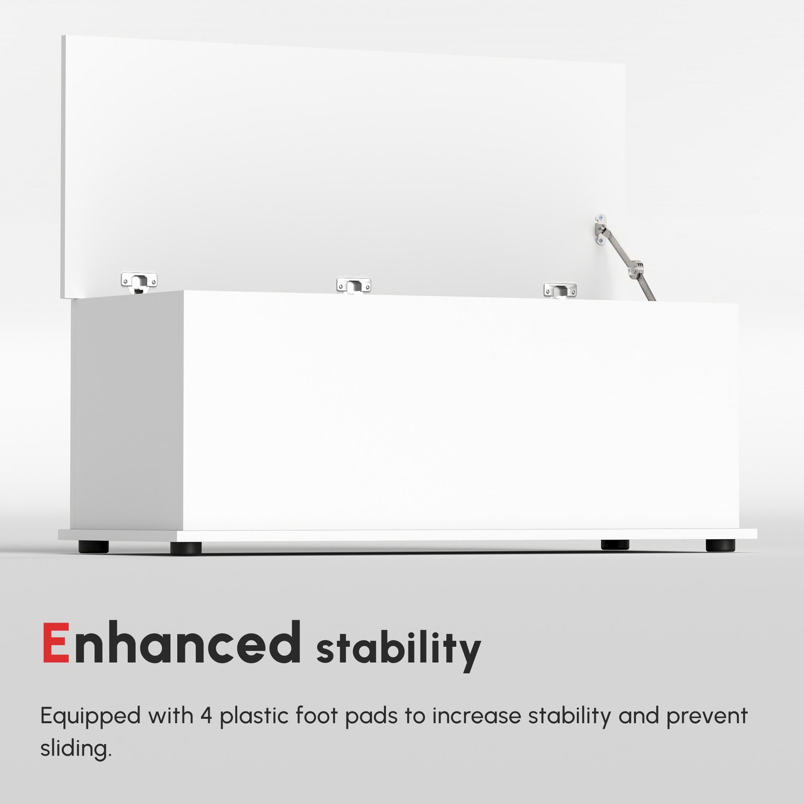 HOMCOM 113L Storage Chest, Storage Box with Flip-Top Lid and 2 Safety Hinges, Storage Trunk for Living Room, Entryway, 100 x 40 x 40 cm, White - Image 9
