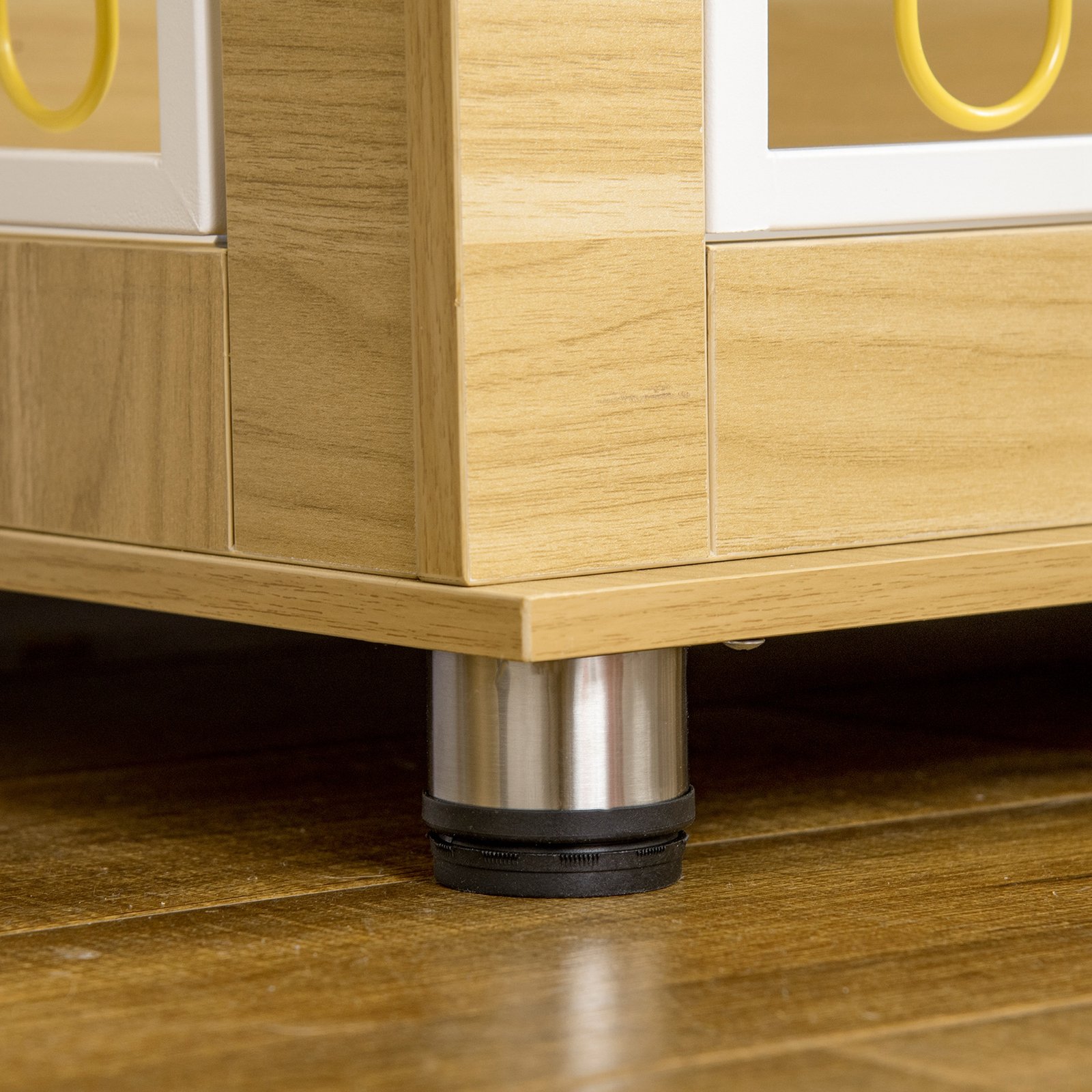 PawHut Dog Crate Furniture, Dog Cage End Table. with Soft Cushion, Double Door - Oak Tone - Image 8