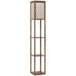 HOMCOM Three-Shelf Standing Lamp – Rustic Brown/White HOMCOM Three-Shelf Standing Lamp – Rustic Brown/White
