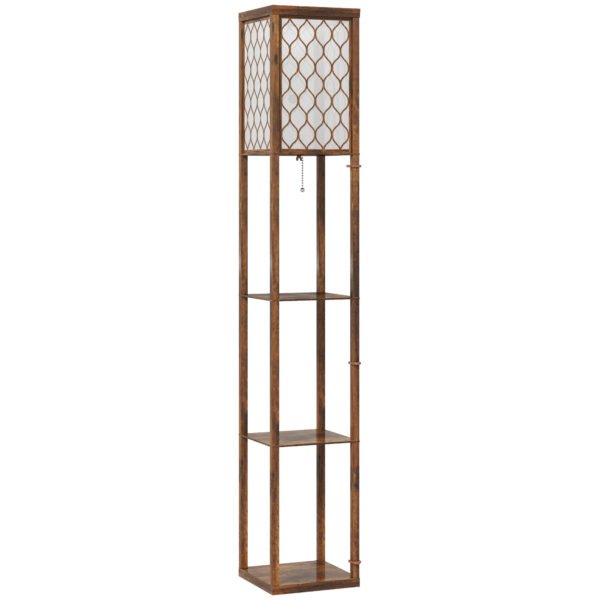 HOMCOM Three-Shelf Standing Lamp – Rustic Brown/White HOMCOM Three-Shelf Standing Lamp – Rustic Brown/White