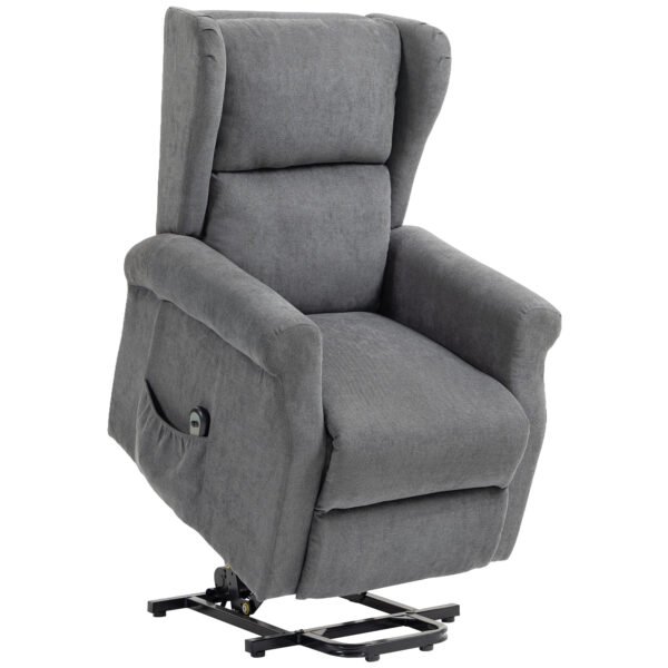HOMCOM Power Lift Recliner Armchair, Electric Lift Chair for Elderly, Fabric Riser and Reclining Chair with Remote Control, Side Pockets, Extended Footrest, for Living Room, Charcoal Grey HOMCOM Power Lift Recliner Armchair, Electric Lift Chair for Elderly, Fabric Riser and Reclining Chair with Remote Control, Side Pockets, Extended Footrest, for Living Room, Charcoal Grey