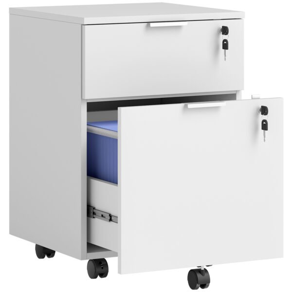 HOMCOM Two-Drawer Lockable Filing Cabinet – White