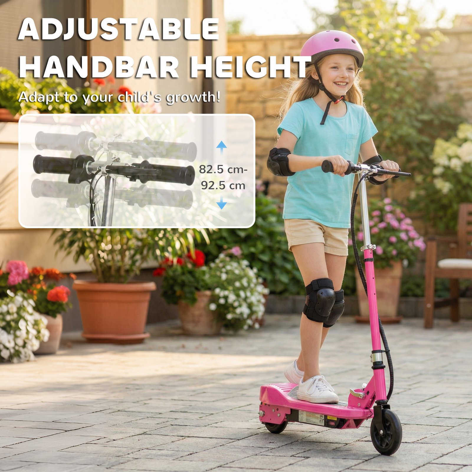 HOMCOM Foldable Electric Kids Scooter, Ride-on for Ages 7-14 Years, Pink - Image 8