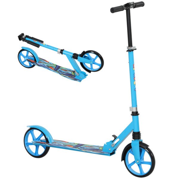 AIYAPLAY Foldable Kids Scooter with Adjustable Handlebar, 200mm Big Wheel, Rear Fender Brake, for Ages 6-12 Years, Blue AIYAPLAY Foldable Kids Scooter with Adjustable Handlebar, 200mm Big Wheel, Rear Fender Brake, for Ages 6-12 Years, Blue