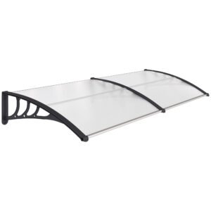 Outsunny Front Door Canopy Outdoor Awning Aluminium Rigid Plastic Polycarbonate Rain Shelter UV Water Rain Resistant 75 x 195 cm White