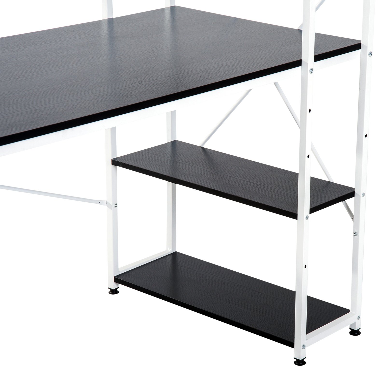 HOMCOM Computer Desk with Storage Shelves on Left or Right, Industrial Reversible Writing Desk for Home Office, Study, Easy Assembly, 120 x 64 x 121cm, Black and White - Image 8